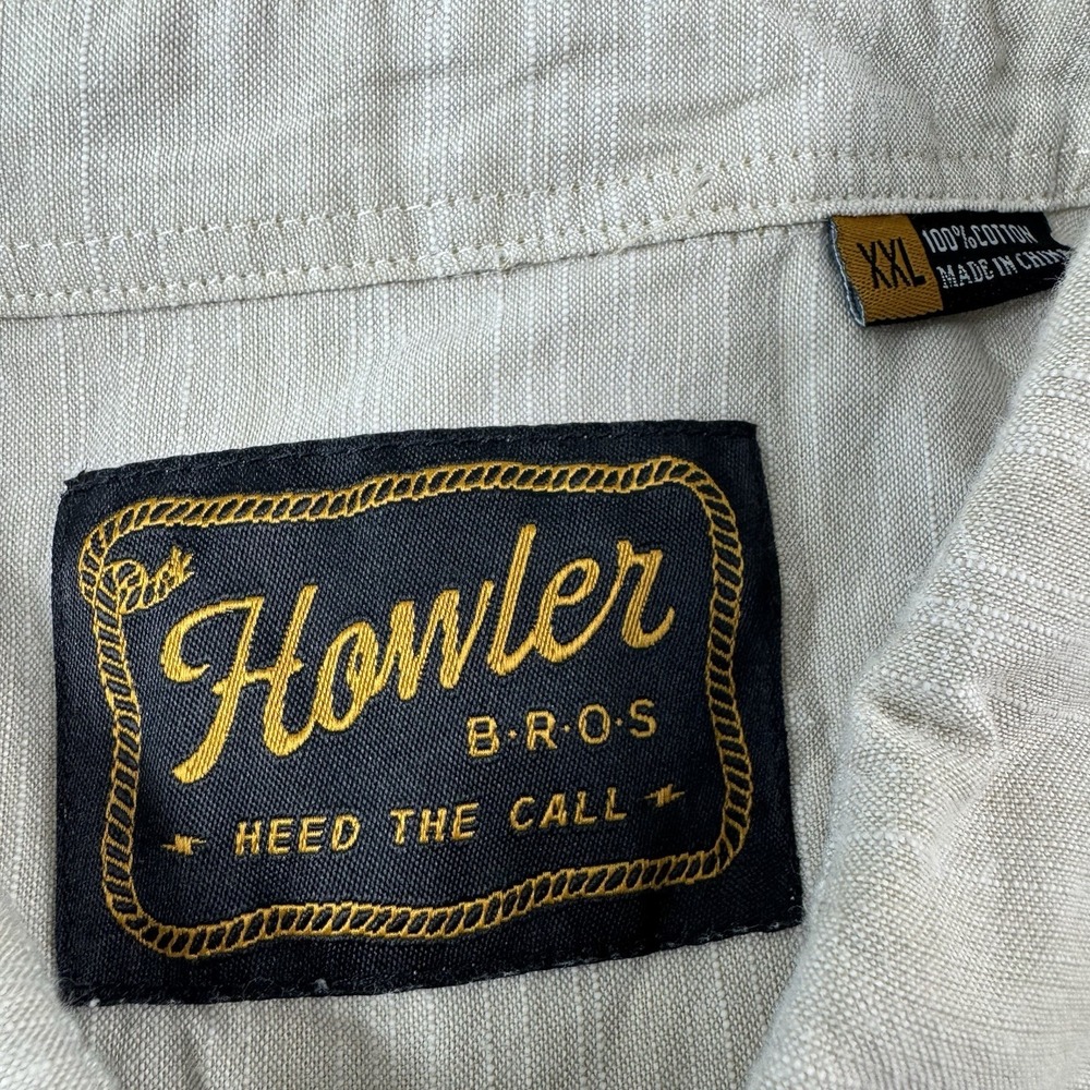 Howler Brothers Gaucho Snapshirt Mens 2XL Rising Sun Western Beige Snap Shirt - Picture 4 of 5